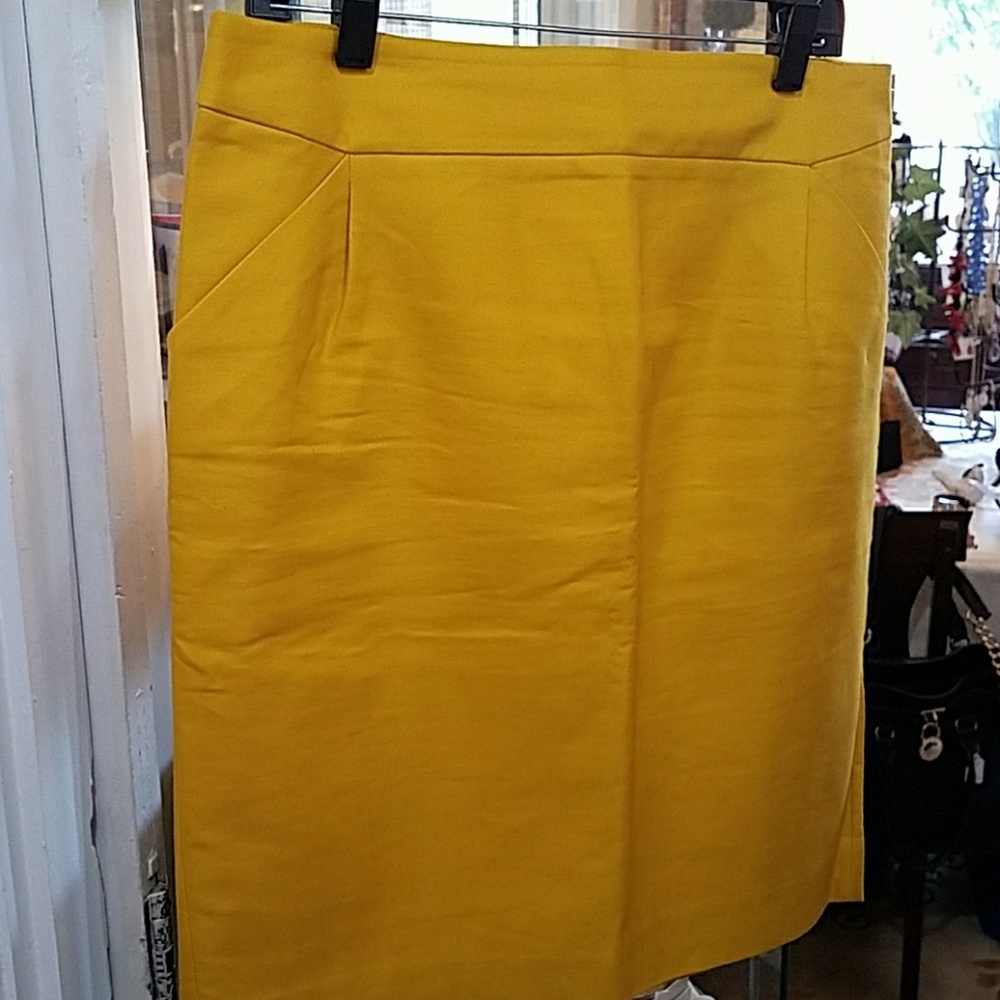 J Crew gold a line skirt.  Back zipper closure.